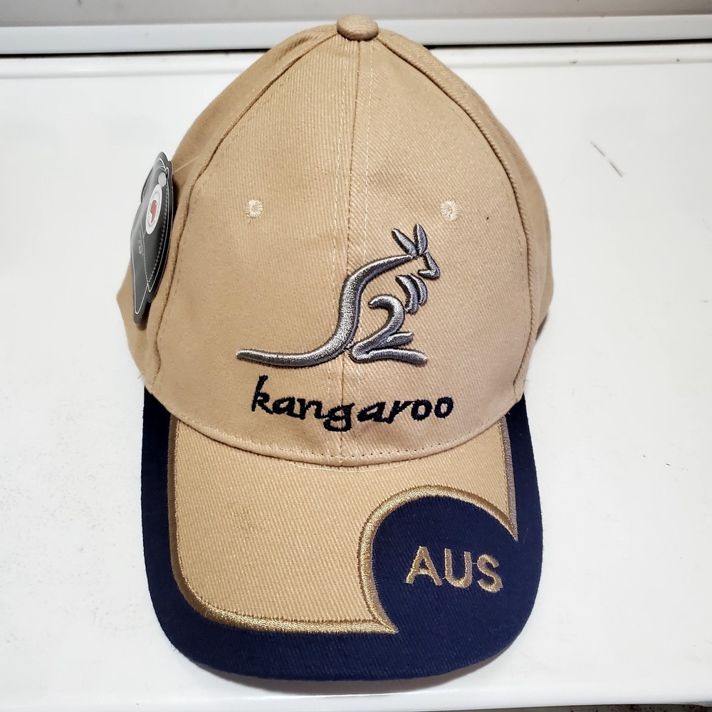 Boom Up ● Baseball Cap ● Australia Kangaroo ● Adjustable ● Tan And Blue ●‎ NWT